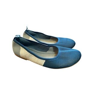 Lily &‎ Dan Kids Girls Knit Ballet Flats Blue Tan White Striped Size 4/5